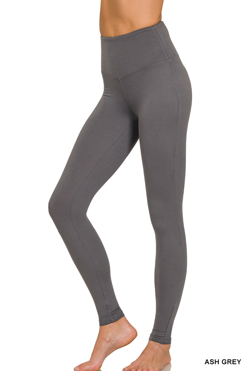 PREMIUM MICROFIBER WIDE WAISTBAND LEGGINGS Zenana