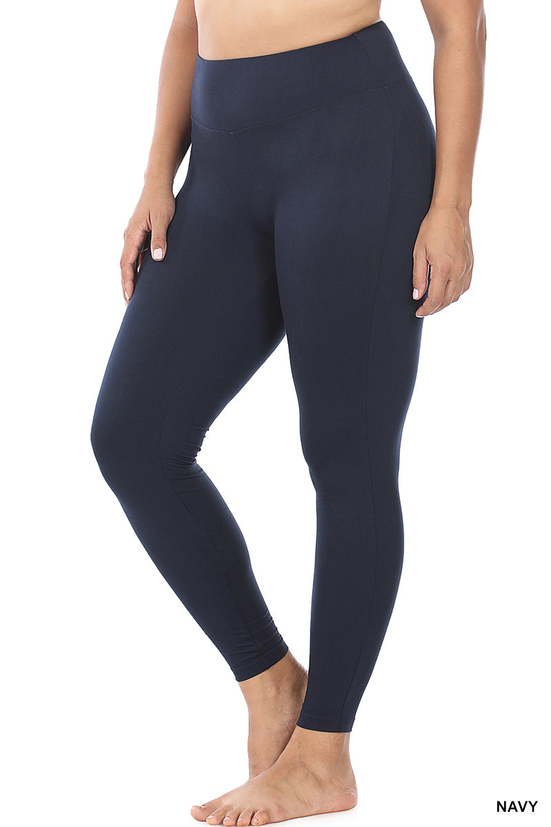 PLUS PREMIUM MICROFIBER WIDE WAISTBAND LEGGINGS Zenana