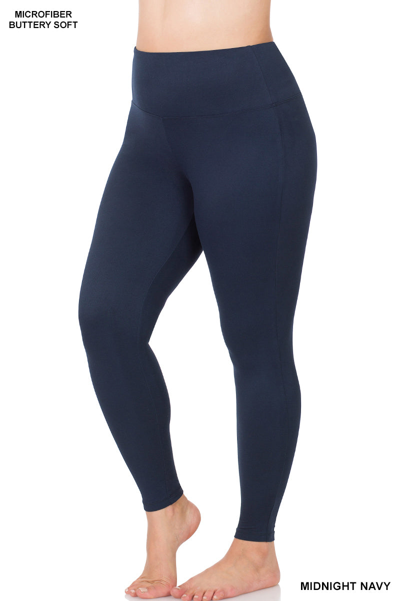 PLUS PREMIUM MICROFIBER WIDE WAISTBAND LEGGINGS Zenana