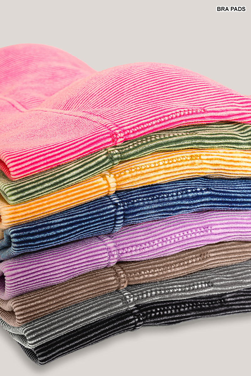 Washed ribbed seamless square neck with bra pads