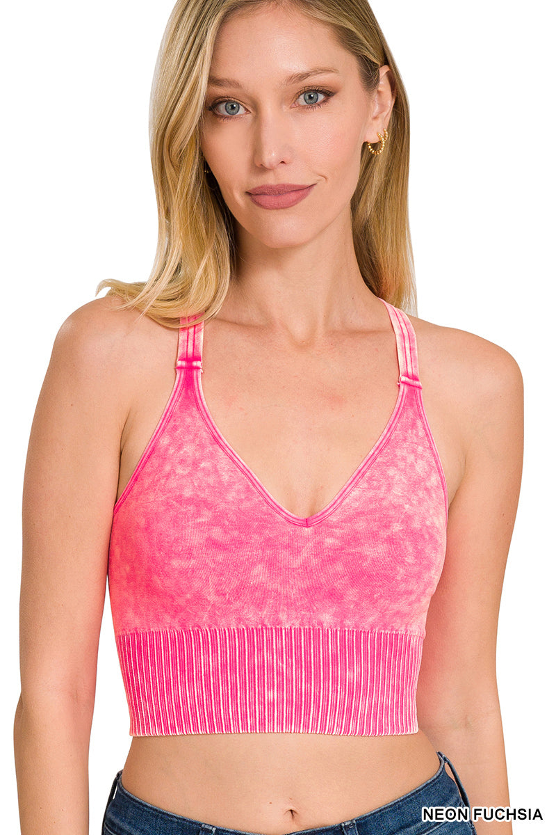 Washed crisscross strap back seamless tank top