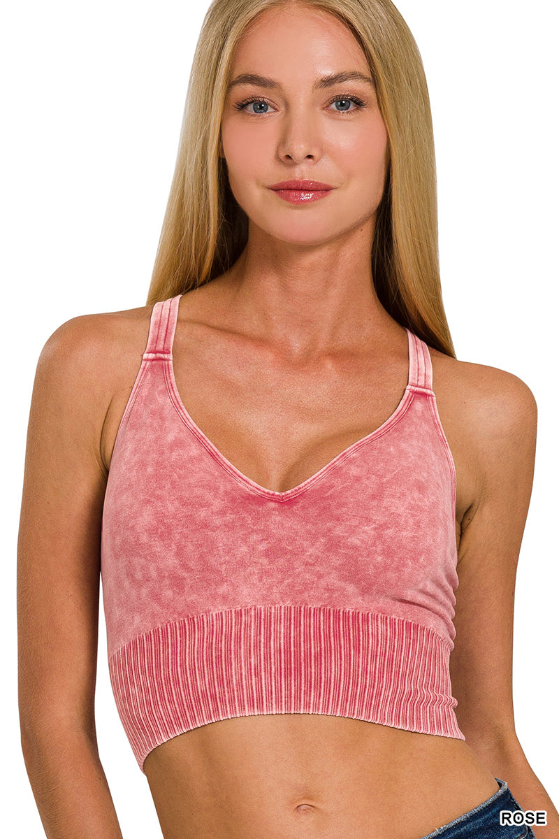 Washed crisscross strap back seamless tank top