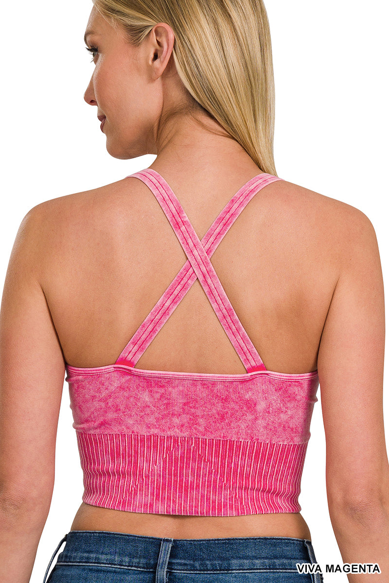 Washed crisscross strap back seamless tank top