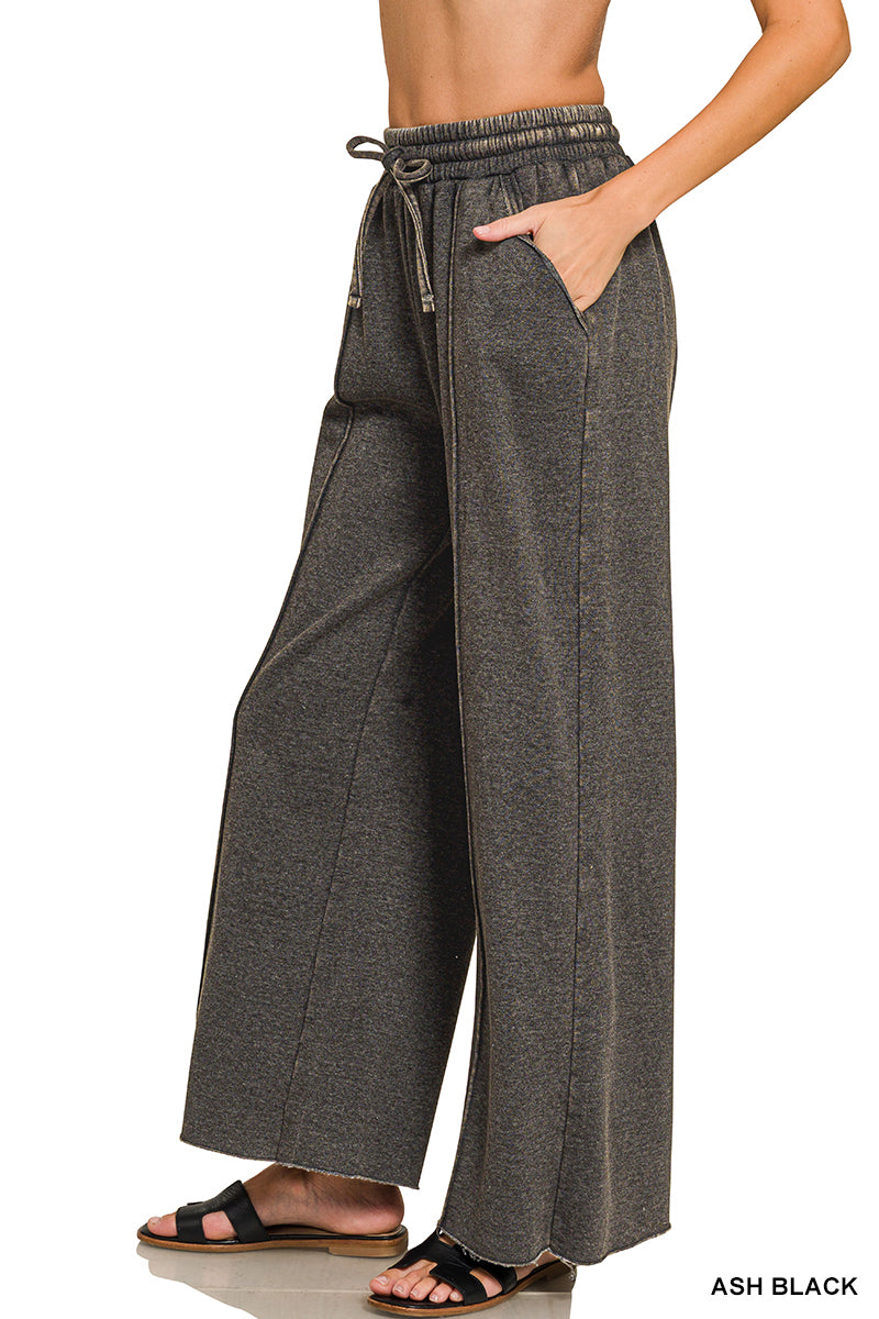 ACID WASHED WIDE LEG SWEATS