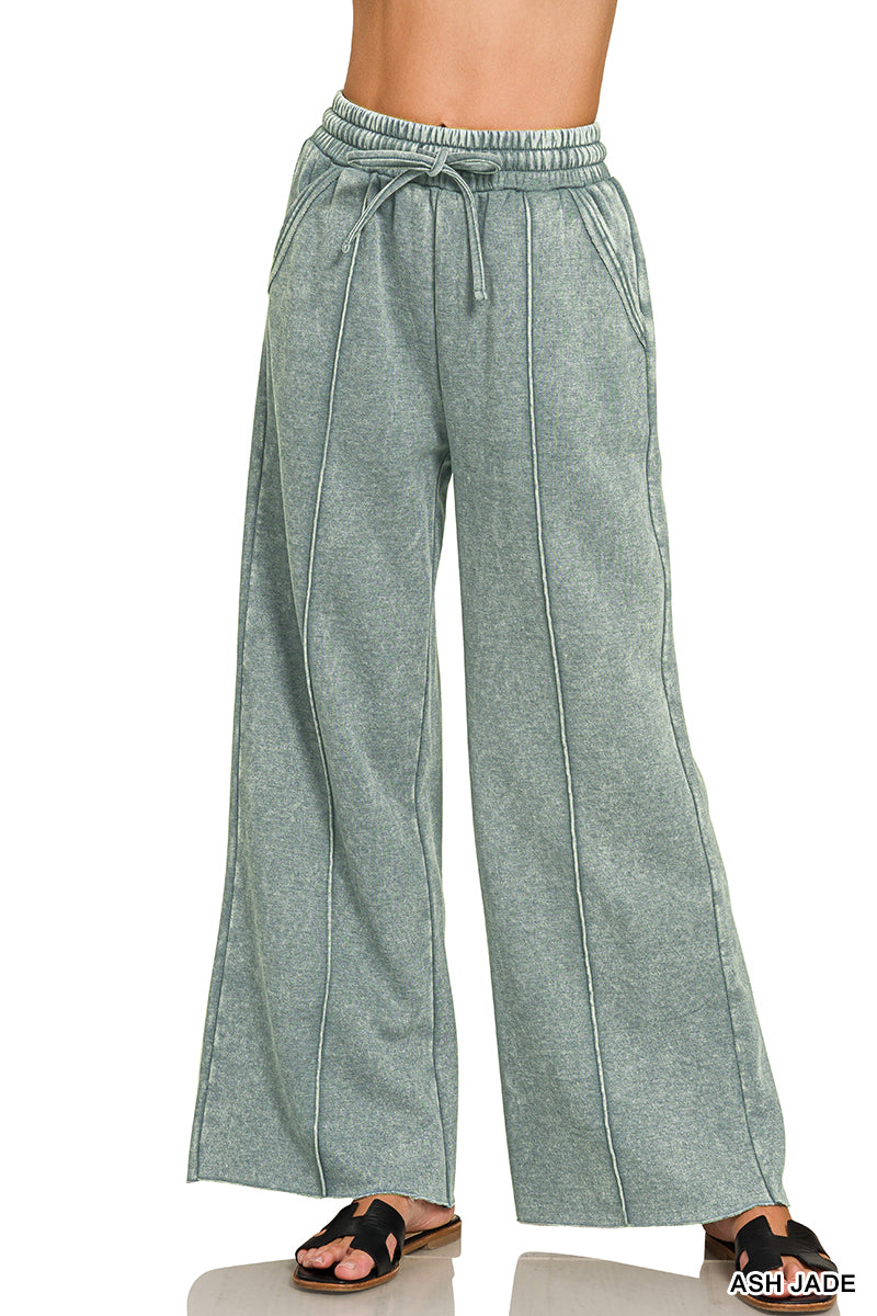 ACID WASHED WIDE LEG SWEATS