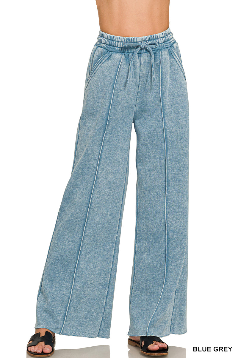 ACID WASHED WIDE LEG SWEATS