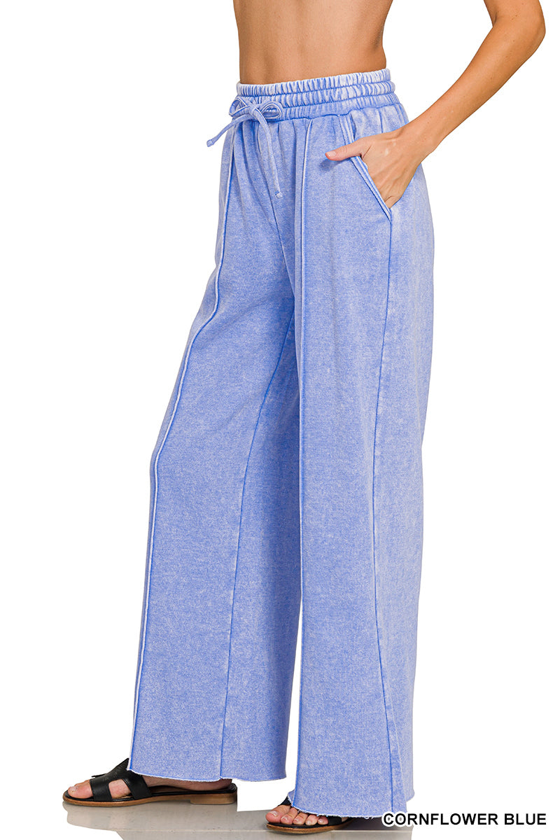 ACID WASHED WIDE LEG SWEATS