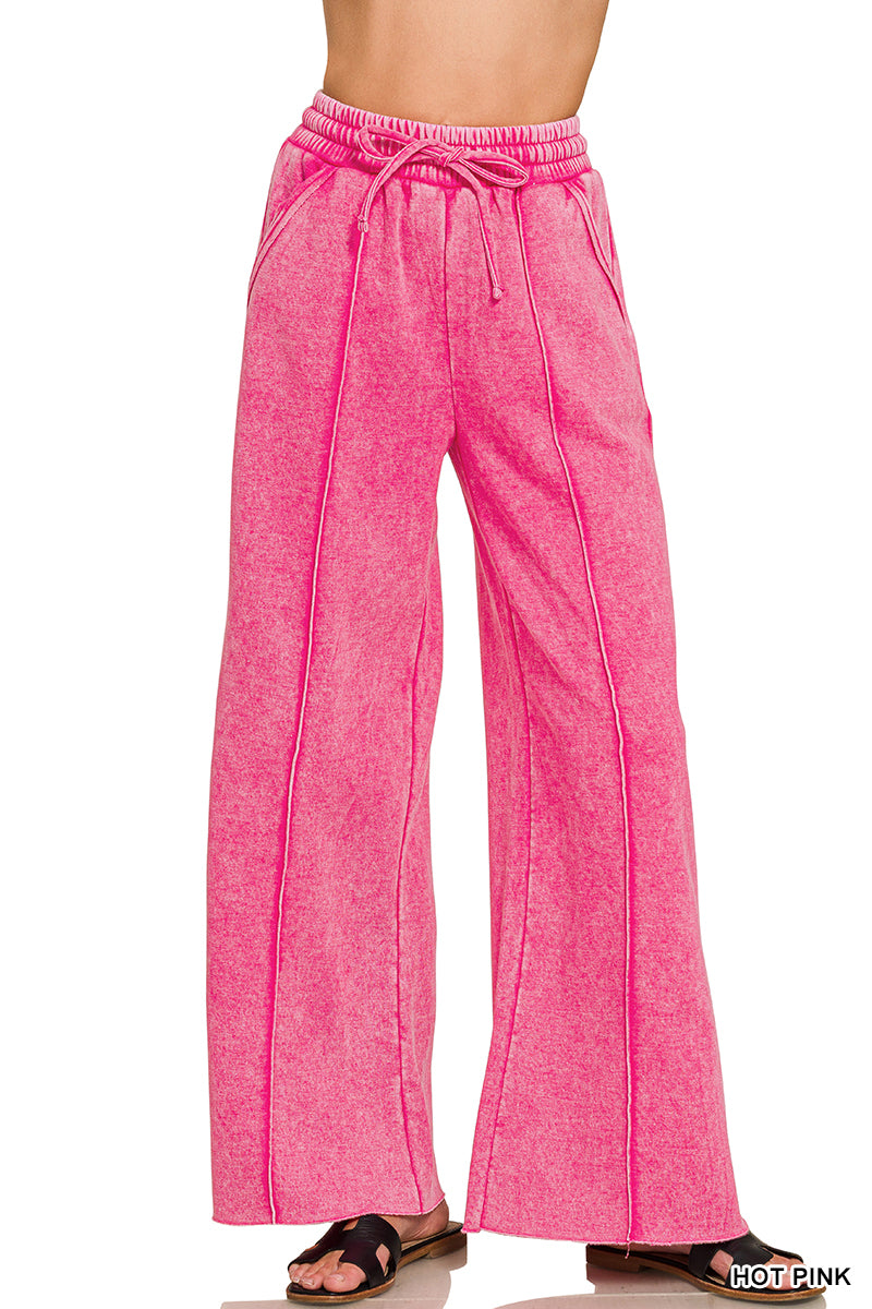 ACID WASHED WIDE LEG SWEATS