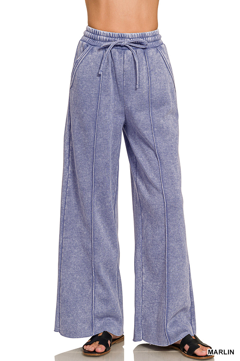 ACID WASHED WIDE LEG SWEATS