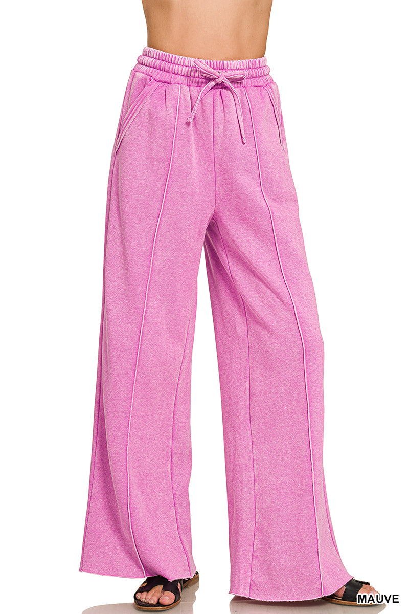 ACID WASHED WIDE LEG SWEATS