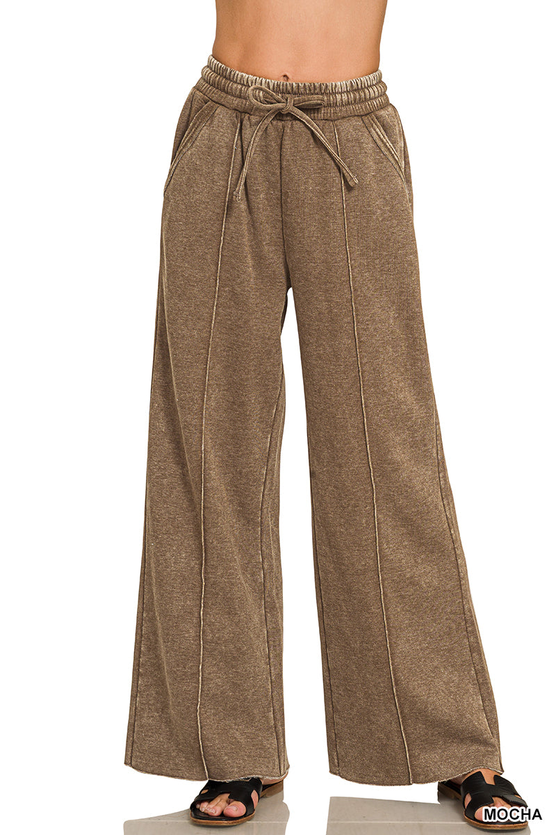 ACID WASHED WIDE LEG SWEATS