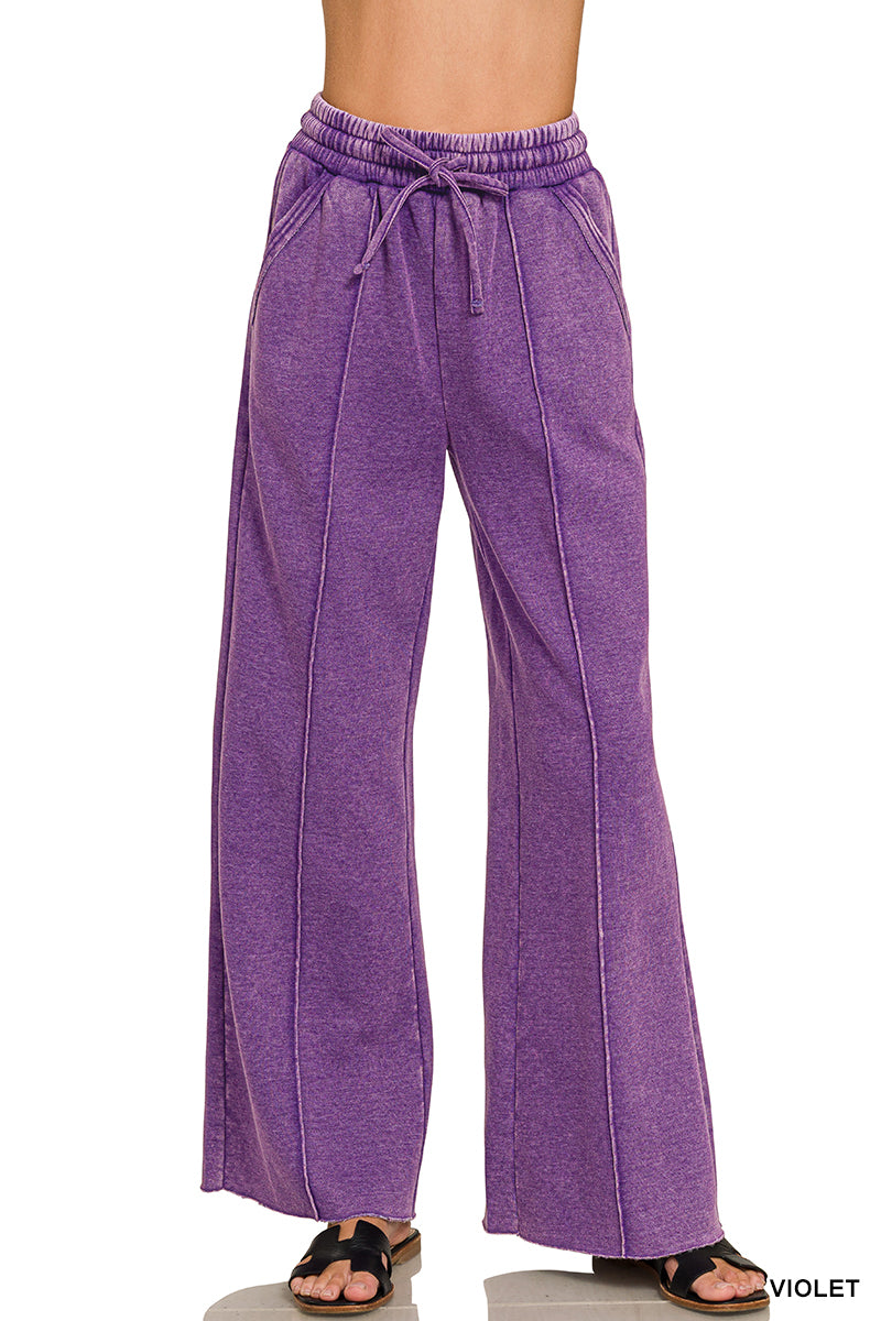 ACID WASHED WIDE LEG SWEATS