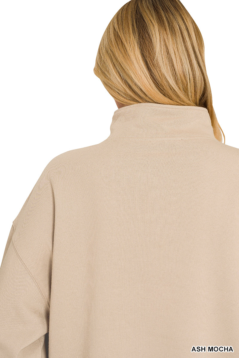 FLEECE HALF SNAP BUTTON SWEATSHIRT