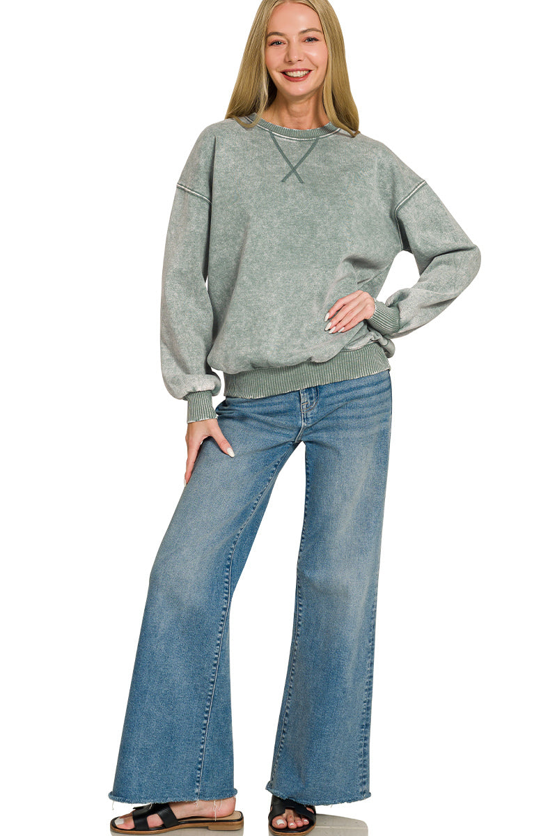 Acid washed fleece sweatshirts