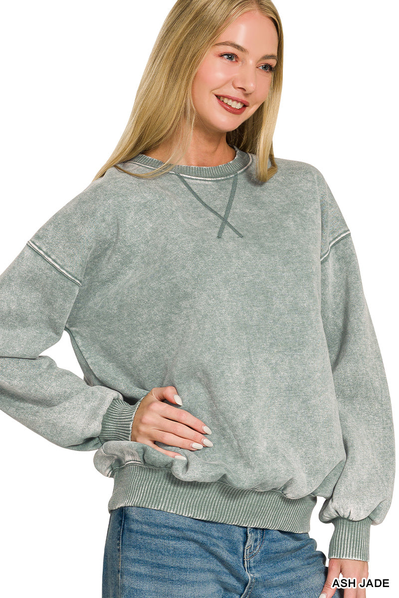 Acid washed fleece sweatshirts
