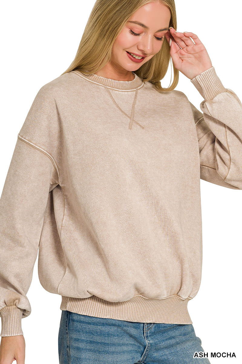 Acid washed fleece sweatshirts