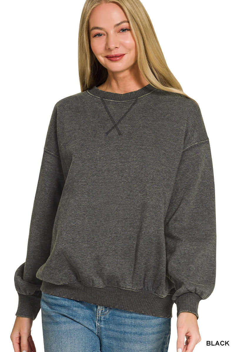 Acid washed fleece sweatshirts