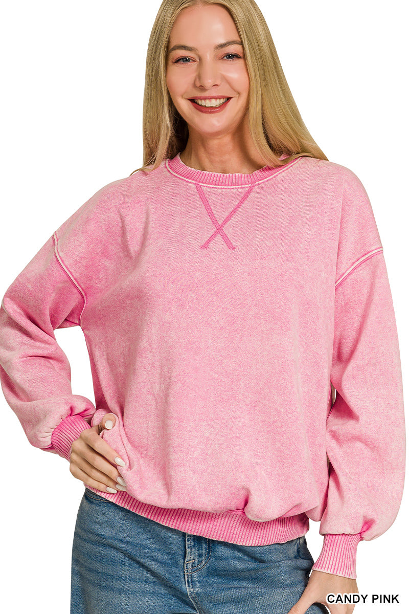Acid washed fleece sweatshirts