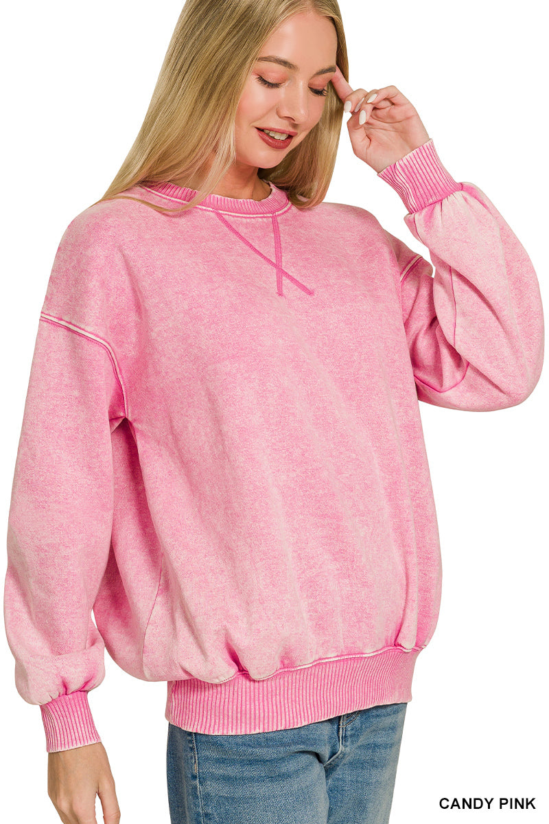 Acid washed fleece sweatshirts