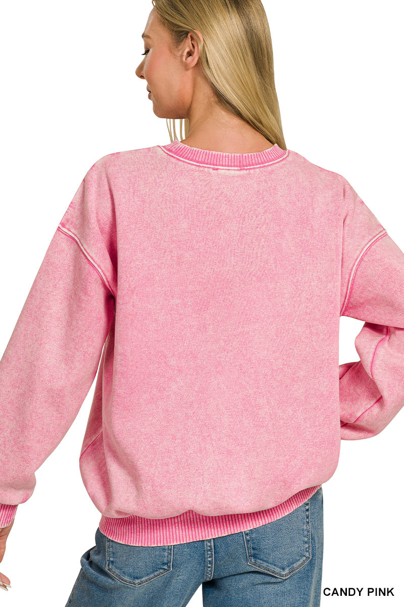 Acid washed fleece sweatshirts