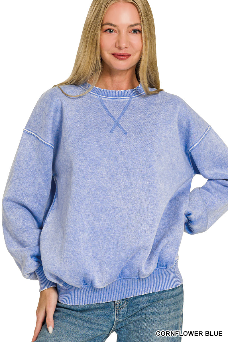 Acid washed fleece sweatshirts
