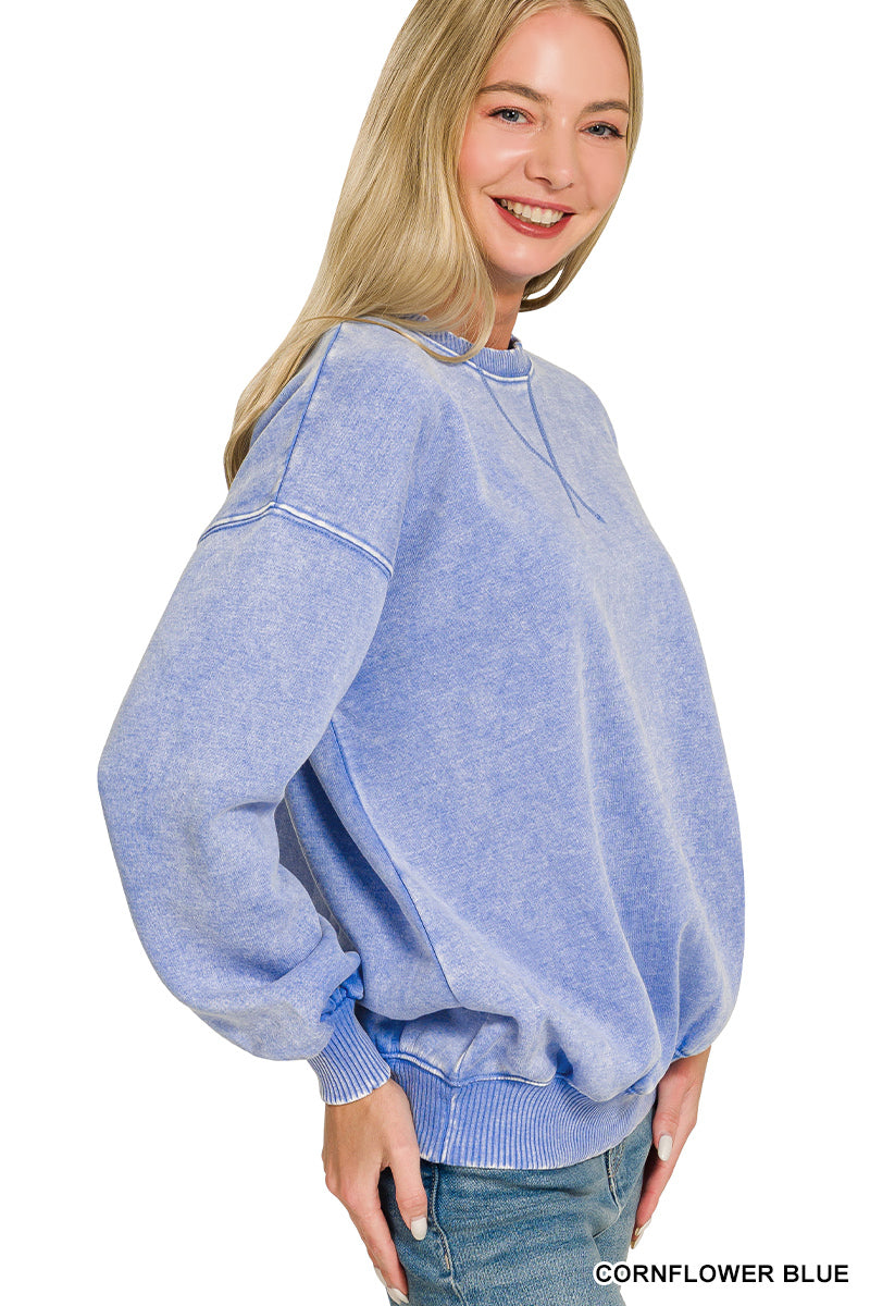 Acid washed fleece sweatshirts