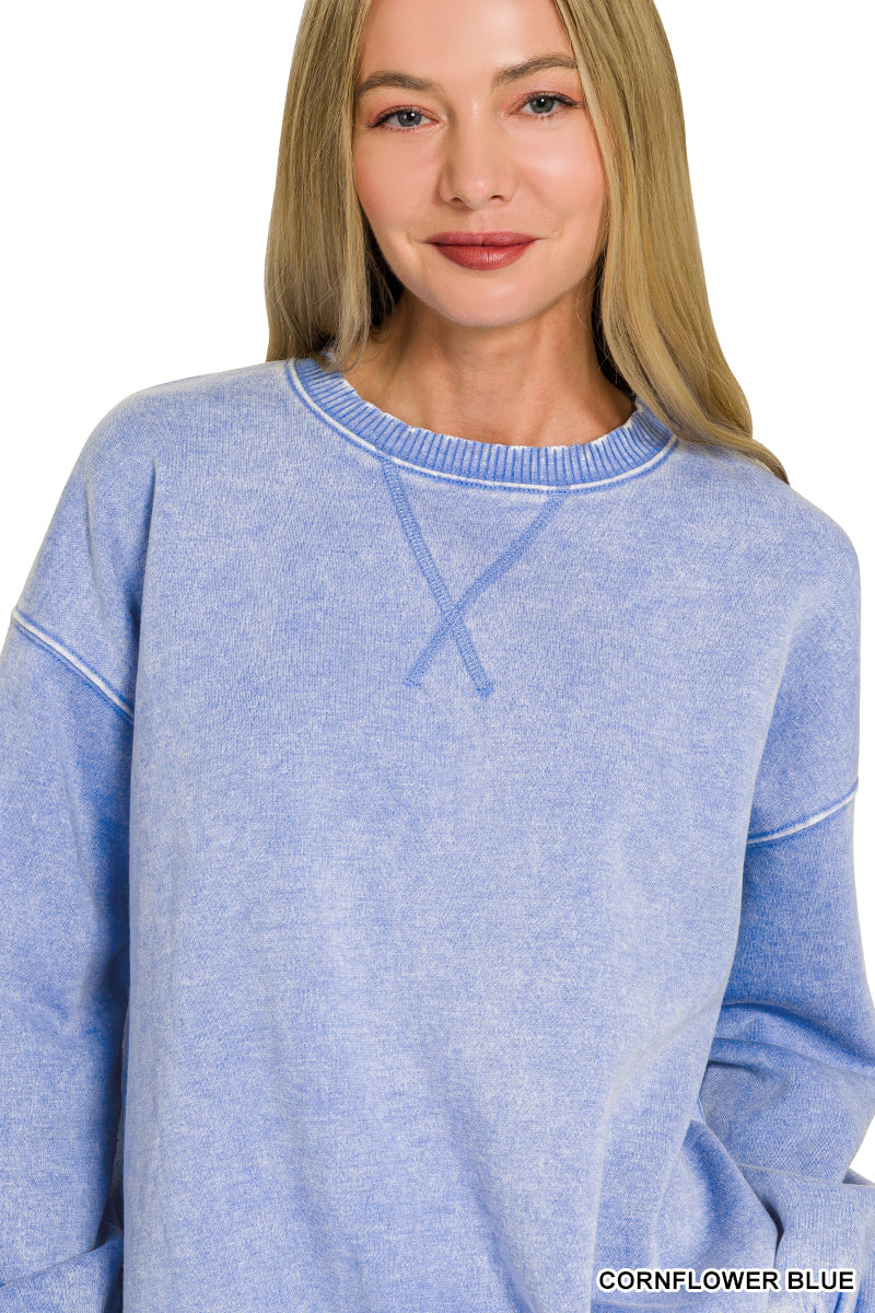 Acid washed fleece sweatshirts