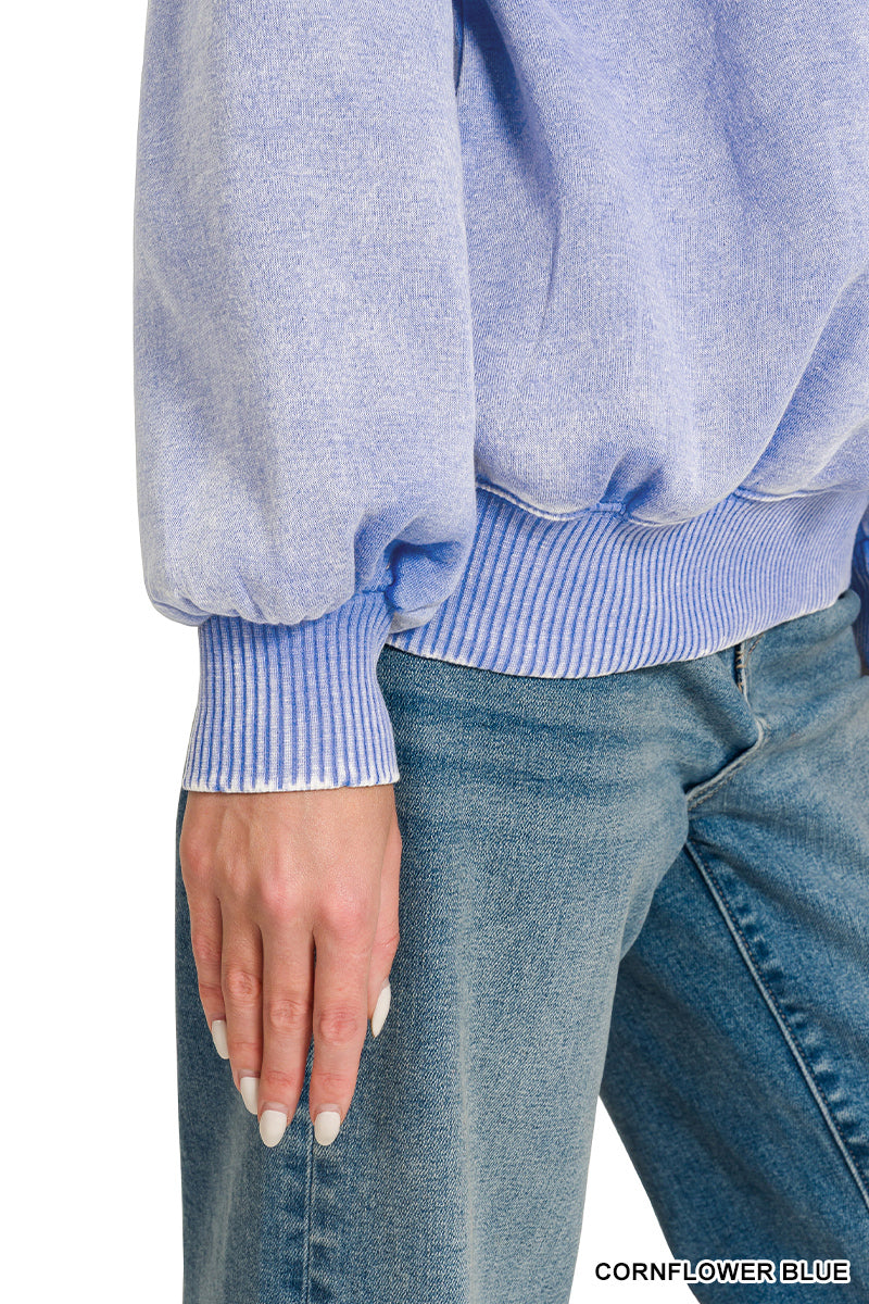 Acid washed fleece sweatshirts