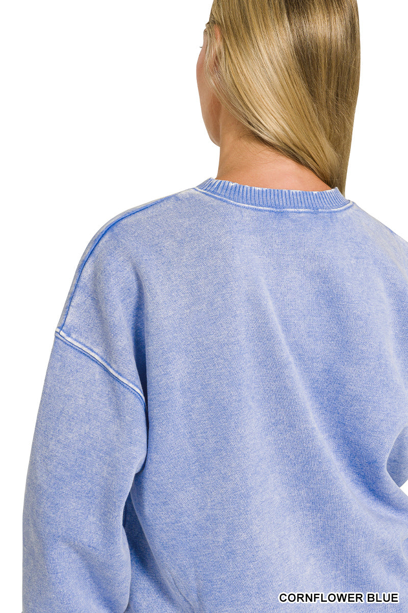 Acid washed fleece sweatshirts