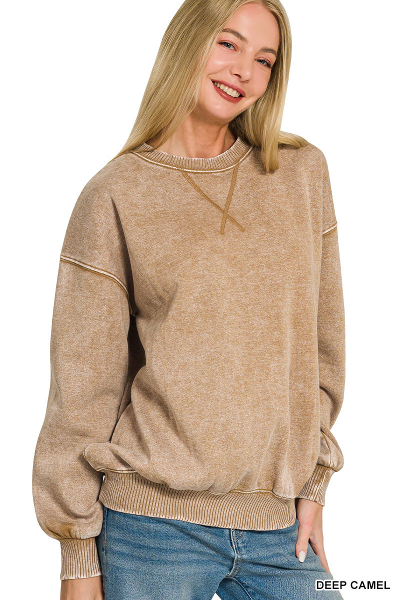 Acid washed fleece sweatshirts