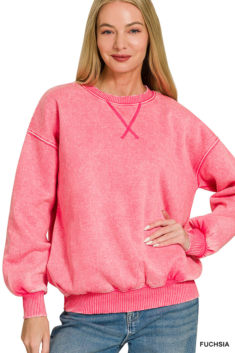 Acid washed fleece sweatshirts