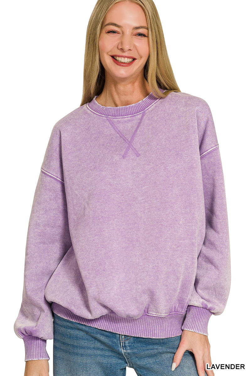 Acid washed fleece sweatshirts
