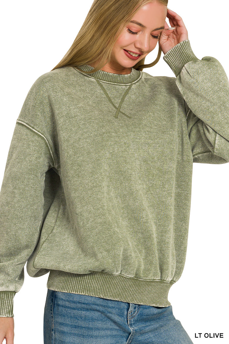 Acid washed fleece sweatshirts