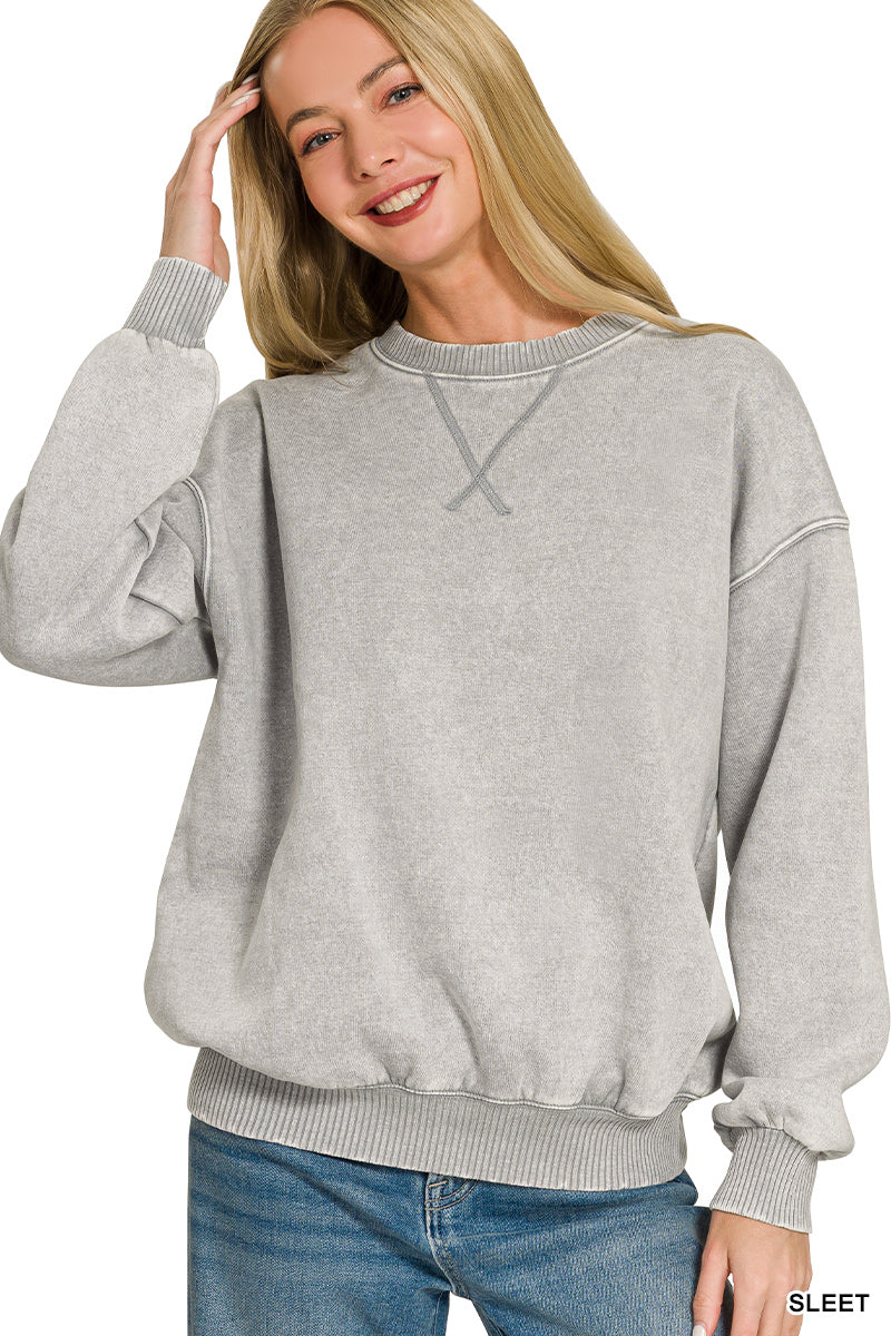 Acid washed fleece sweatshirts