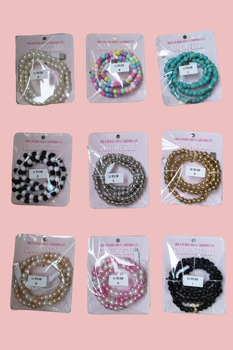 BEADED DUAL USB FAST CHARGING CABLE - UNIVERSAL