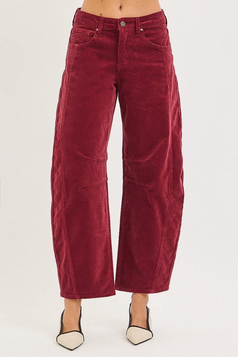 SLOUCHY ANKLE BARREL CORDUROY PANTS RISEN JEANS
