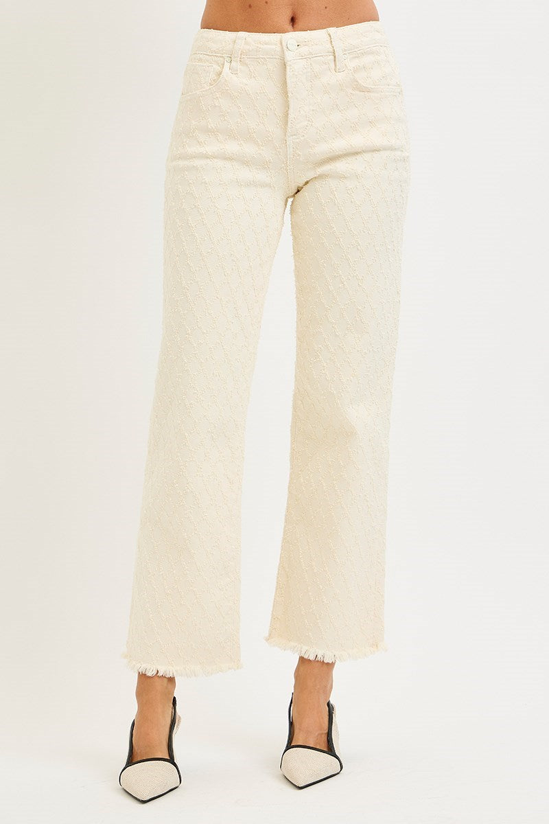 TUMMY CONTROL HIGH RISE ANKLE STRAIGHT TEXTURED JEANS RISEN