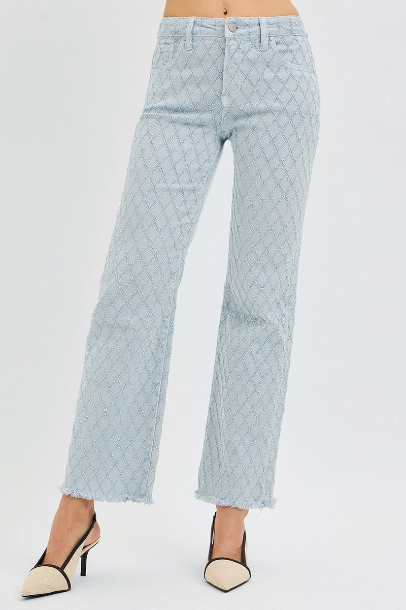 TUMMY CONTROL HIGH RISE ANKLE STRAIGHT TEXTURED JEANS RISEN