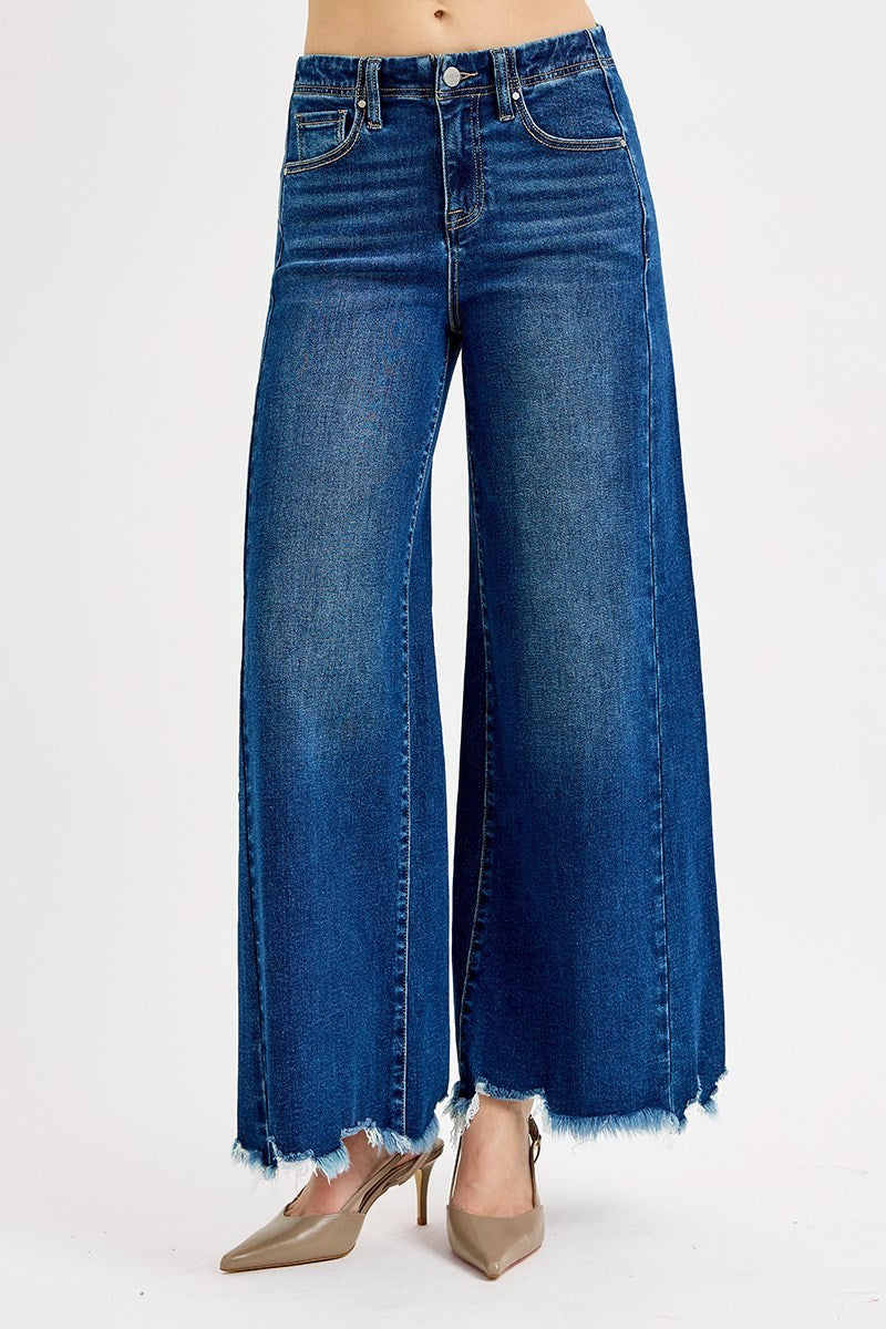 HIGH RISE ANKLE WIDE JEANS