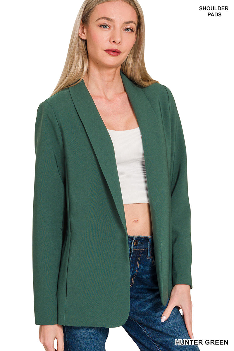 WOVEN LONG SLEEVE BLAZER WITH LINING