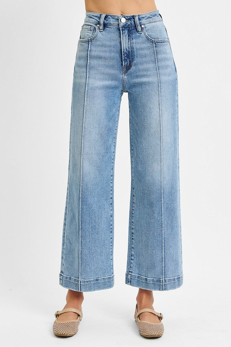 HIGH RISE CROP WIDE JEANS
