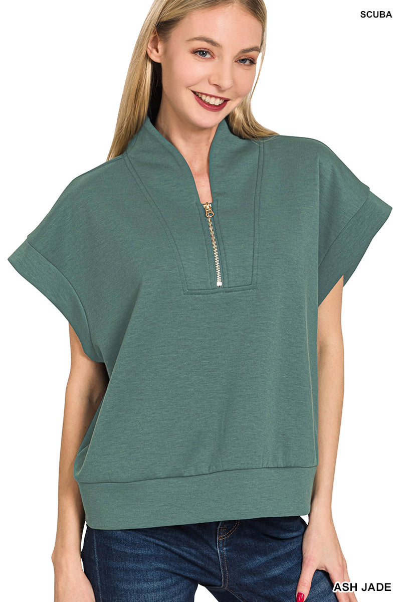 SCUBA HIGH NECK HALF ZIP VEST - Zenana