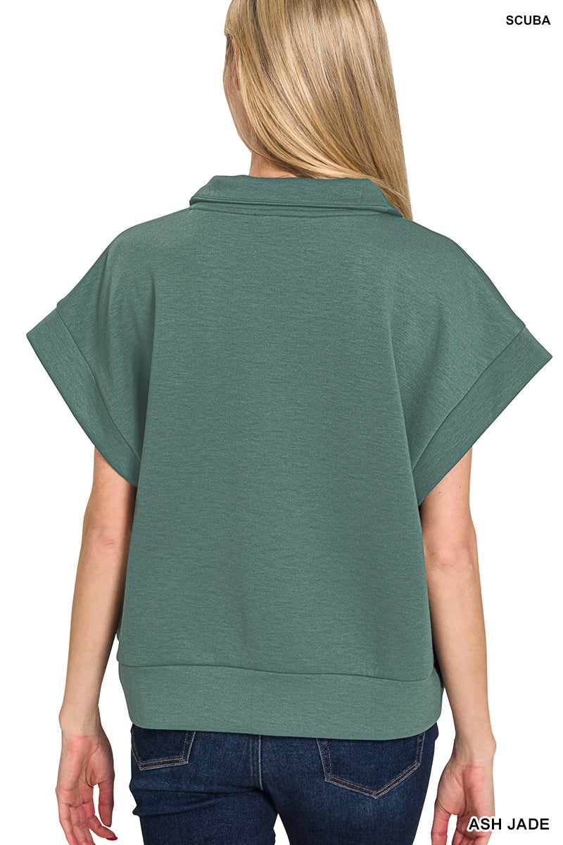 SCUBA HIGH NECK HALF ZIP VEST - Zenana