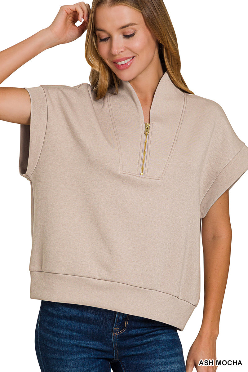 SCUBA HIGH NECK HALF ZIP VEST - Zenana