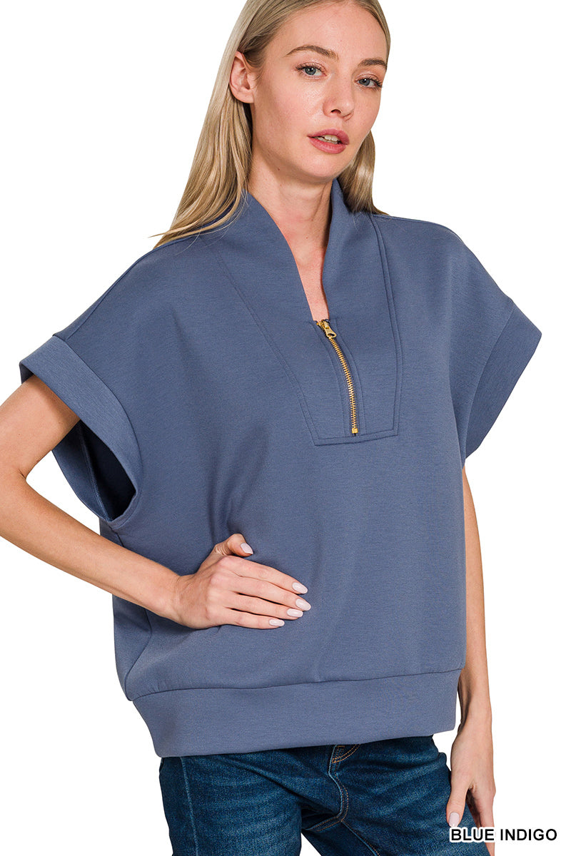 SCUBA HIGH NECK HALF ZIP VEST - Zenana