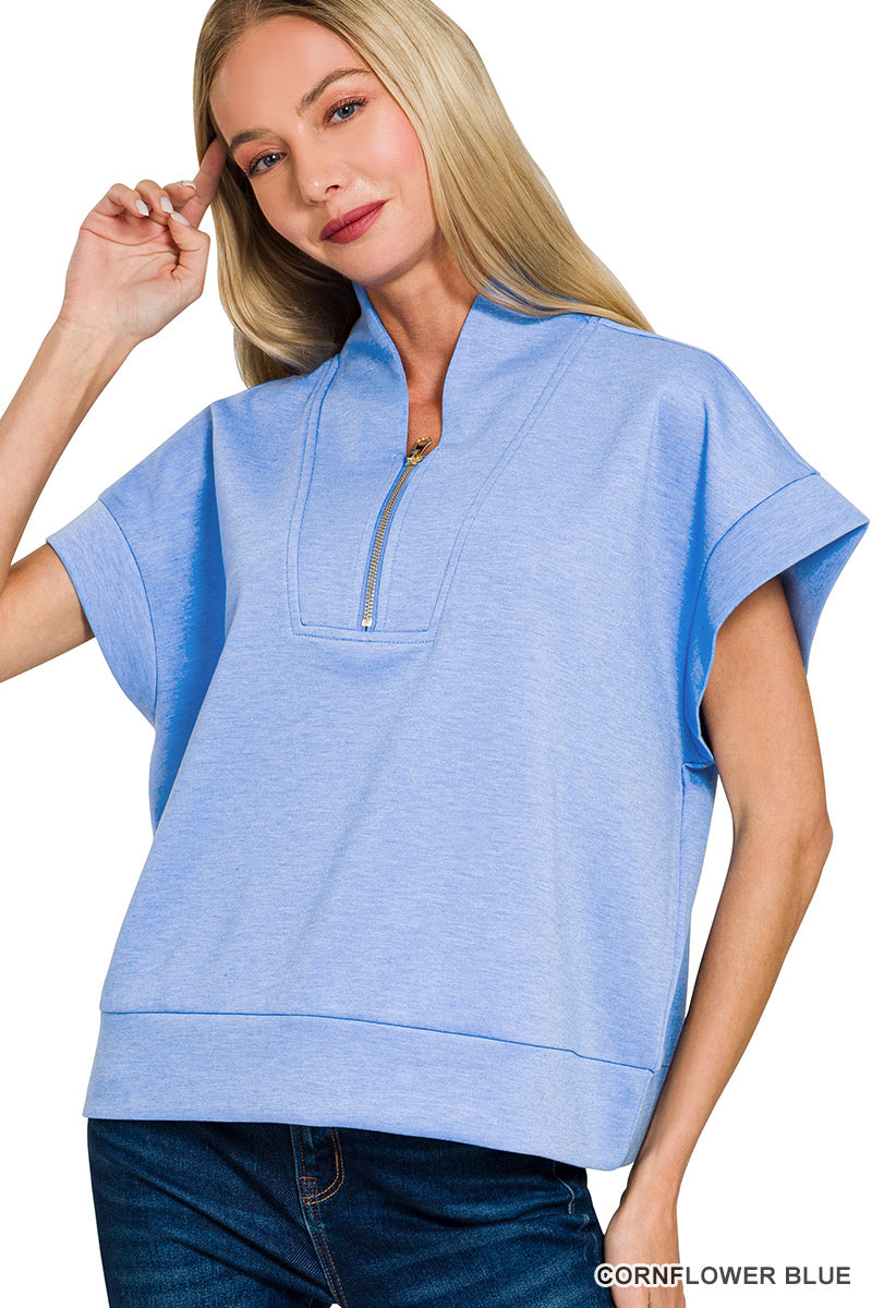 SCUBA HIGH NECK HALF ZIP VEST - Zenana