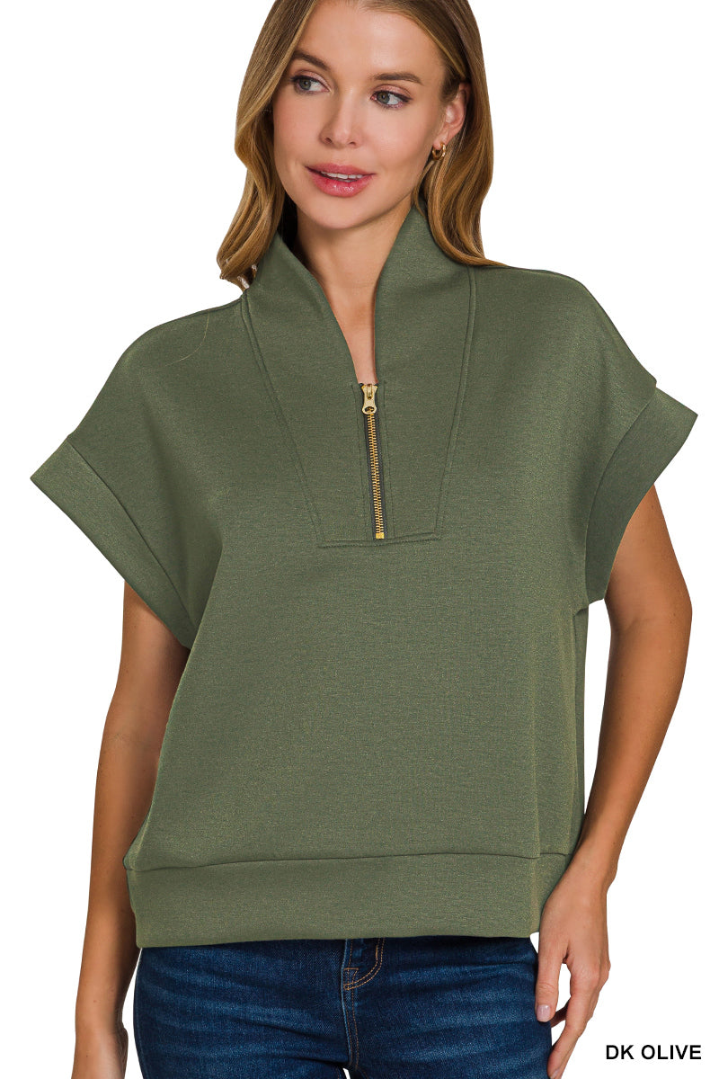 SCUBA HIGH NECK HALF ZIP VEST - Zenana