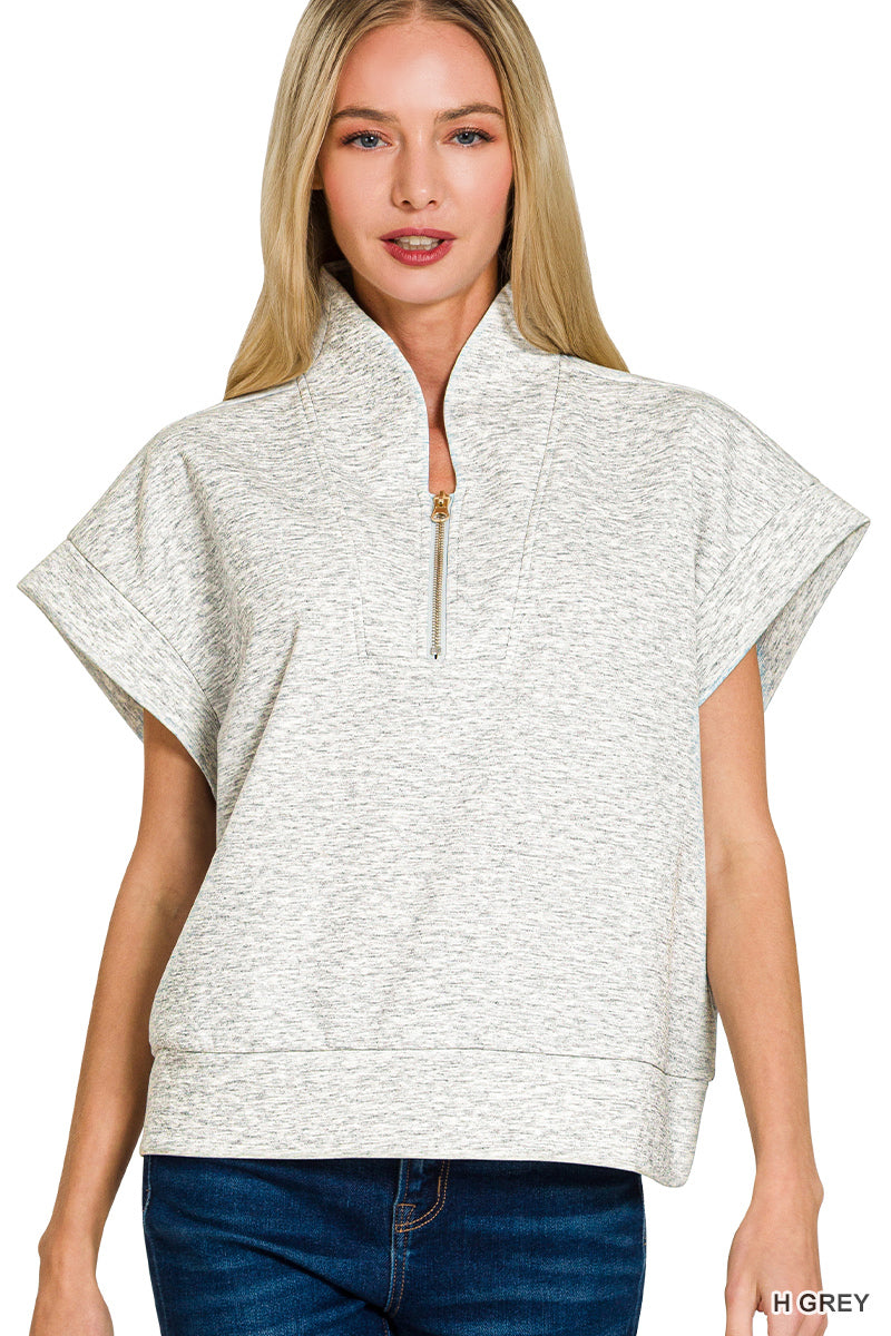 SCUBA HIGH NECK HALF ZIP VEST - Zenana