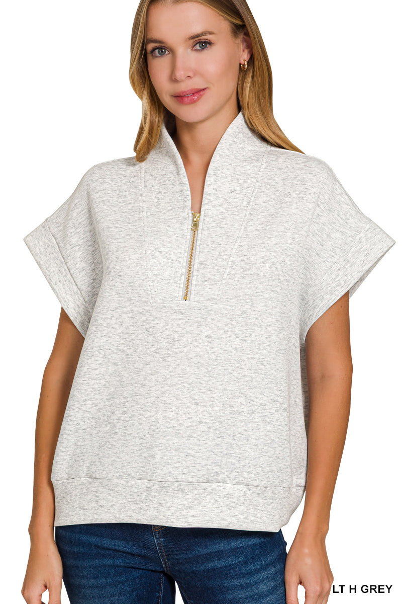 SCUBA HIGH NECK HALF ZIP VEST - Zenana