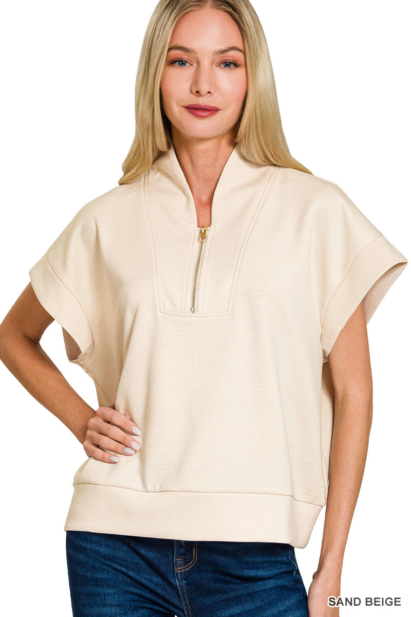 SCUBA HIGH NECK HALF ZIP VEST - Zenana